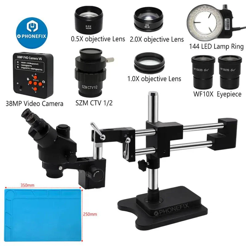 3.5X-90X สีดําคู่กล้องจุลทรรศน - Stereo Trinocular Microscope Pcb บทวิจารณ์และราคา
